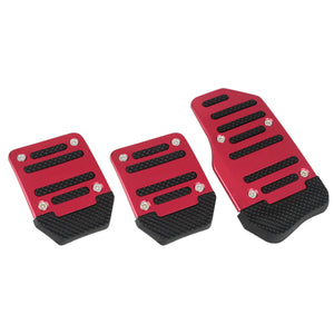 3 PCS Red Car Universal Non-Slip Manual Transmission Brake Foot Pedal Pad Cover