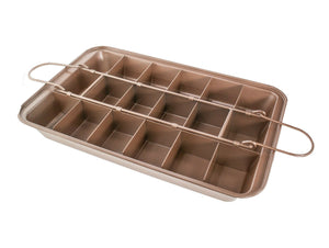 Perfect Copper Brownie Pan W/ Slicer Dividers Nonstick Baking Pan 18 Precut 12x8