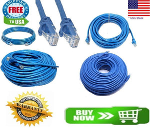 CAT6 Patch Network Cable Rj45 Ethernet 6ft 10ft 25ft 50ft 100ft 200ft lot Blue
