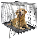 36" Dog Crate Kennel Folding Metal Pet Cage 2 Door With Tray Pan Black 718910492371