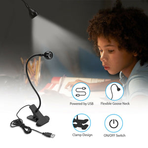 USB Flexible Reading LED Light Clip-on Beside Bed Desk Table Lamp Book Lamp
