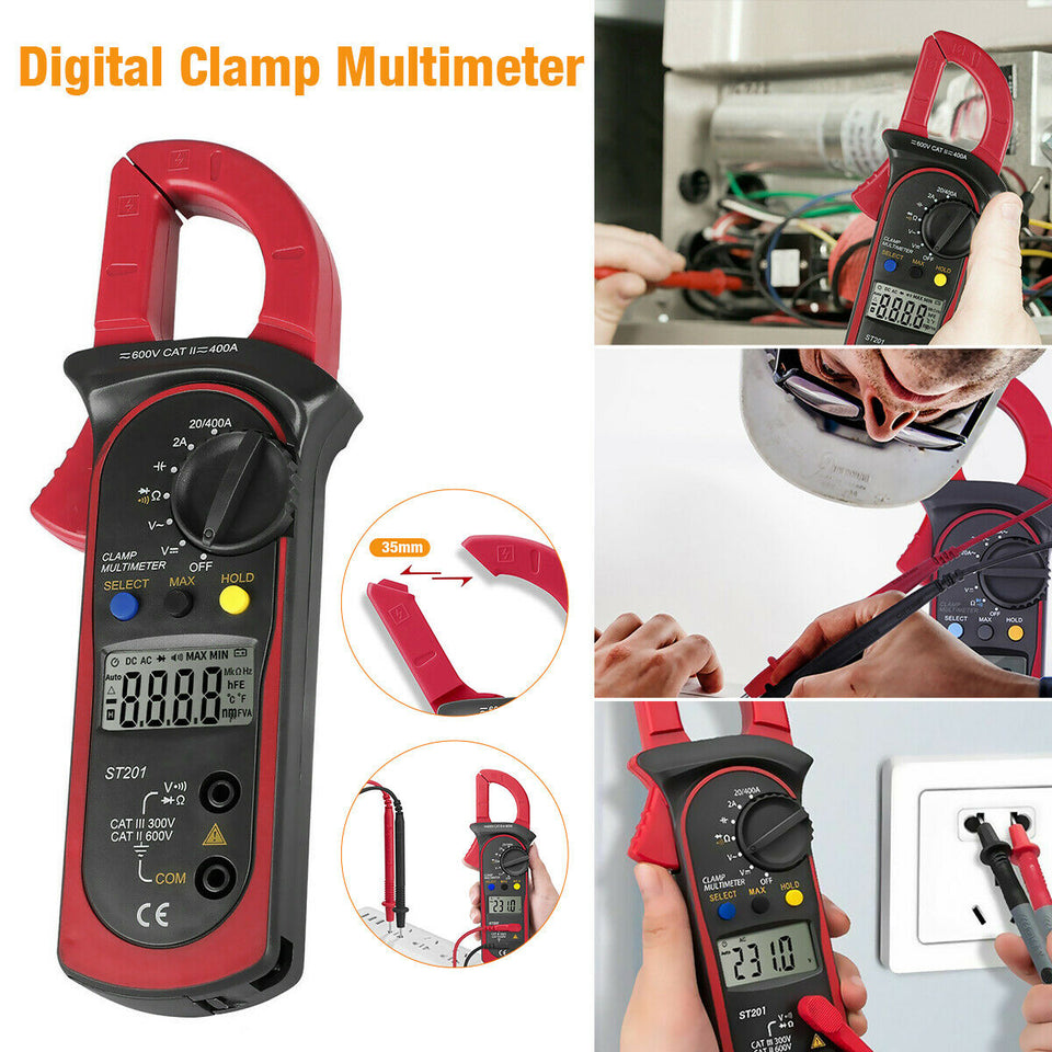 Digital Multimeter Tester AC DC Volt Amp Clamp Meter Auto Range LCD Handheld US