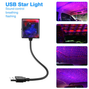 USB Car Interior Roof Atmosphere Starrry Sky Lamp LED Projector Star Night Light