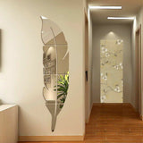 3D Removable Feather Mirror Home Room Decal Vinyl DIY Art Stickers Wall Decor