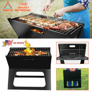 Foldable Compact Barbecue BBQ Grill Charcoal Stove Shish Kabob Camping Cooker US