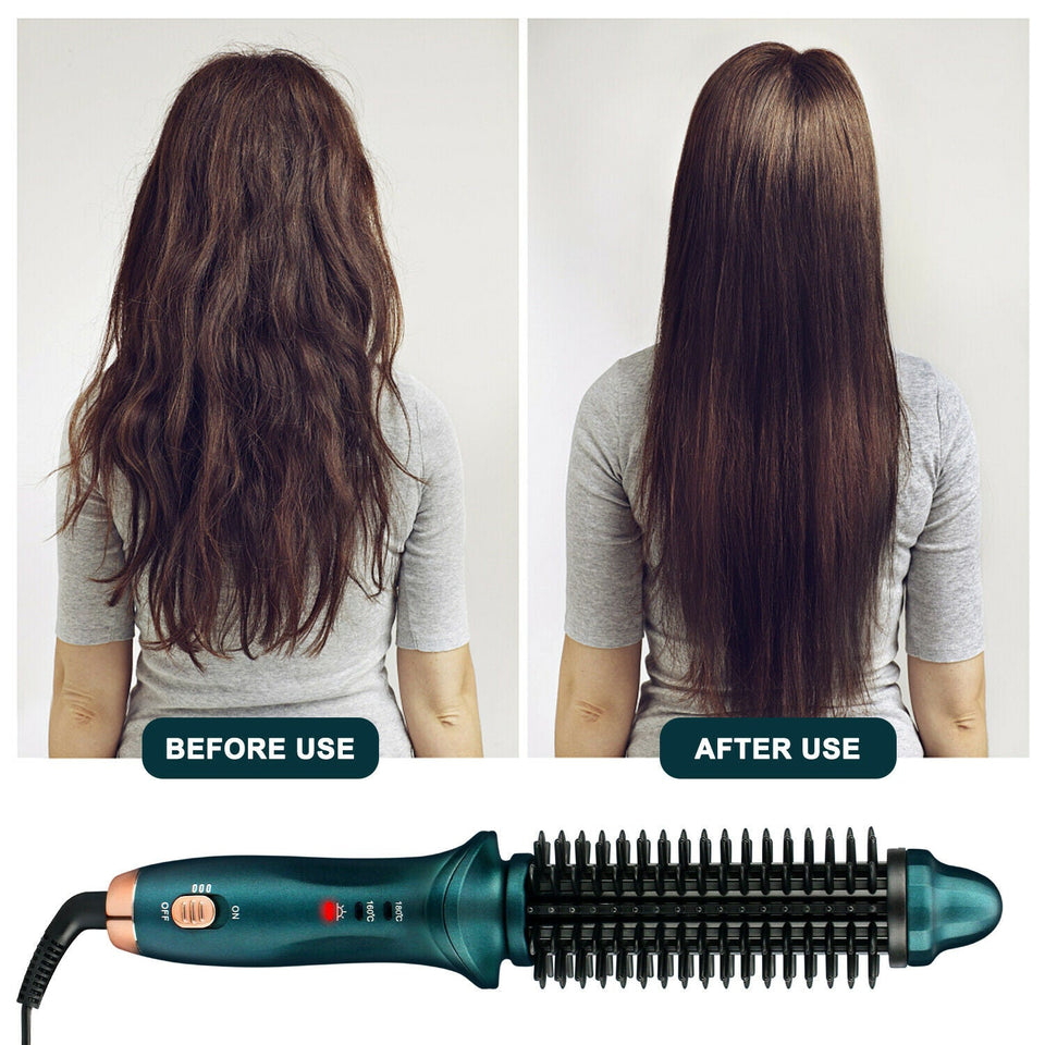 Professional 2-Way Curling Iron Hair Brush 2 in 1 Curler & Straightener USA