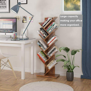 Tree Bookshelf 55 Inches, 9-Shelf Bookcase Rack, Free Standing Book Storage