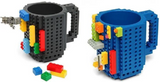 Set of 2 Build-On Brick Mug - BPA-free 12oz Coffee Gray and Blue Mug