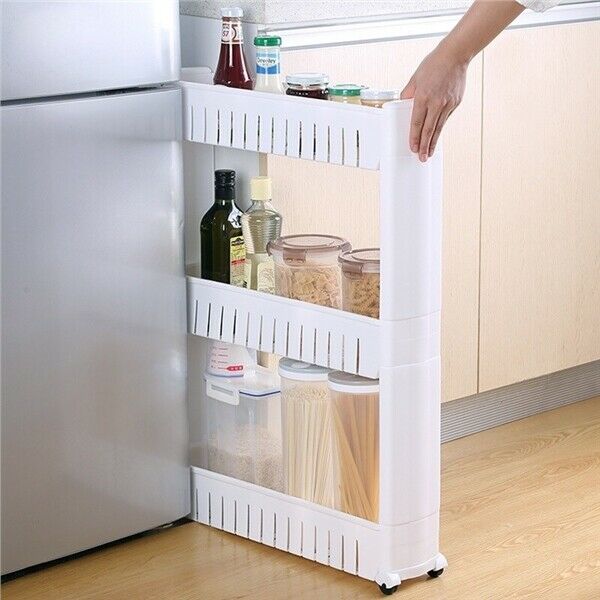 Slim Slide Out Storage Kitchen Pull Out Cart Trolley Shelf Narrow Places Rack