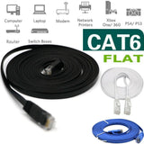 RJ45 CAT6 6FT 10FT 30FT 50FT 100FT 200FT Ethernet Network Cable Cord Flat LOT US
