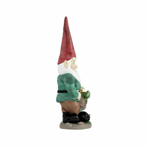 Gnome with Mushroom Statue Resin Figurine Garden Flower Bed Outdoor Lawn 14 In