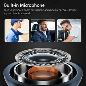 Bluetooth 5.0 Earpiece Wireless Driving Trucker Headset Earbuds Noise Cancelling
