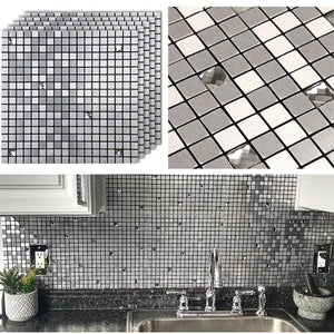 5 Sheets Peel & Stick Mosaic Wall Tile Sticker Adhesive with Crystal Home Decor