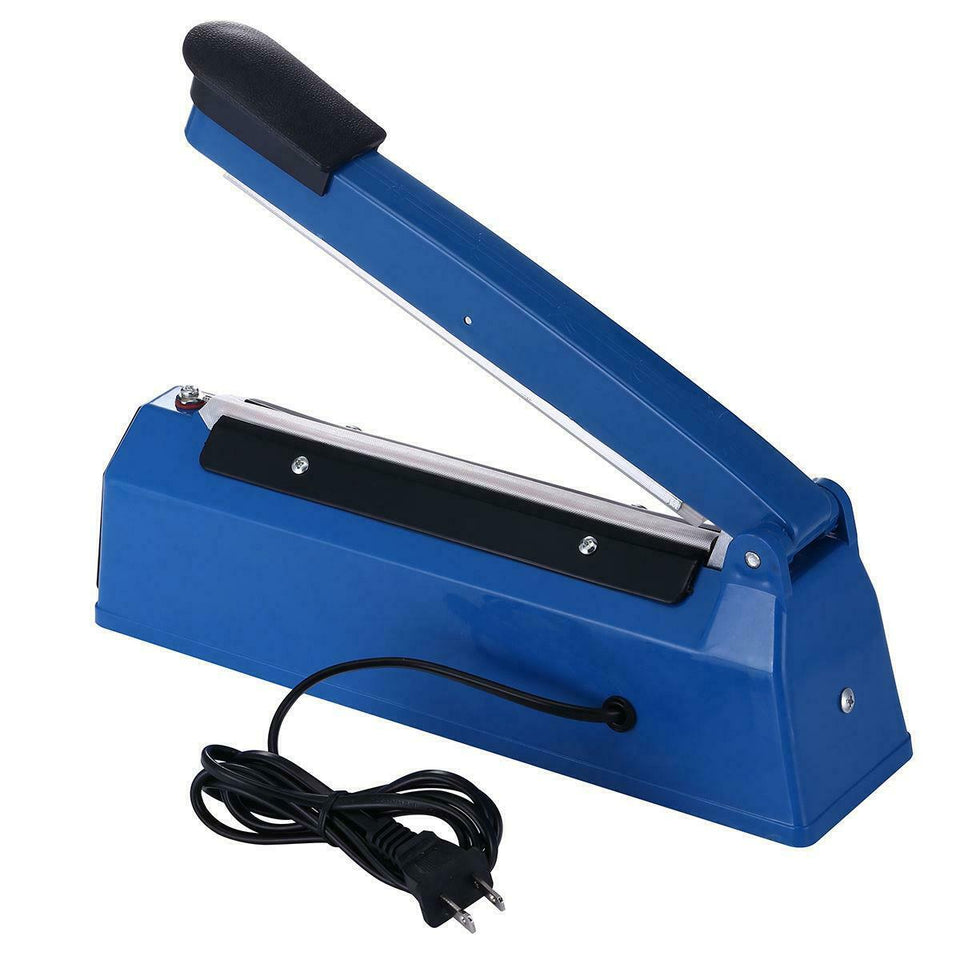 8" Hand Sealer Impulse Heat Manual Seal Machine Plastic Poly Bag Closer Kit Blue
