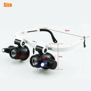 Magnifying Glass LED Light Head Loupe Jeweler Watch Bright Magnifier with 8 Lens 7625732889896