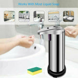 250ml Stainless Auto Handsfree Sensor Touchless Soap Dispenser Kitchen Bathroom