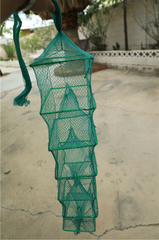 5FT Foldable Fishing Bait Trap Crab Net Crawdad Shrimp Cast Dip Cage Fish Minnow