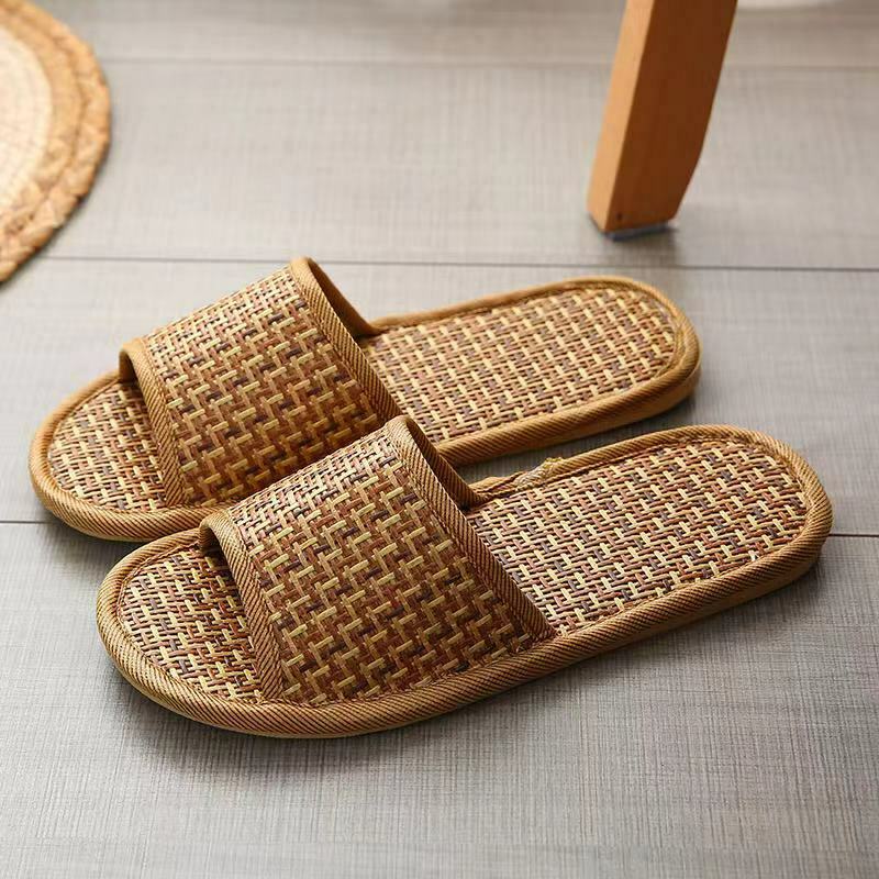 Men Women Straw Sandals Flip Flops Slippers Bamboo Linen Shoes Comfort Handmade