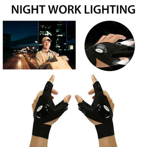Fingerless LED Flashlight Gloves for Working in Darkness Places Fishing Camping 612732348499
