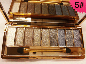 9 Colors Glitter Eyeshadow Eye Shadow Palette & Makeup Cosmetic Brush Set NEW